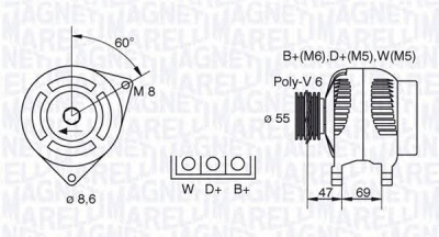 MAGNETI MARELLI 063341345010 -  Генератор